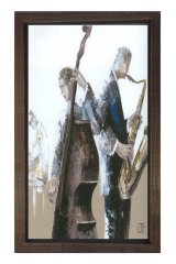 Orkestra Müzisyenler Tablosu Kahverengi Ahşap Çerçeve - 50x70