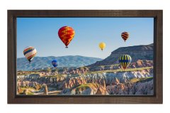 Uçan Balonlar Ve Manzara Tablosu Kahverengi Ahşap Çerçeve - 45x30