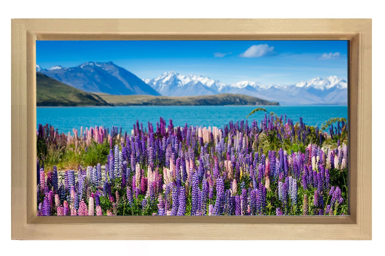 Lavantalı Harika Manzara Tablosu Naturel Ahşap - 50x90