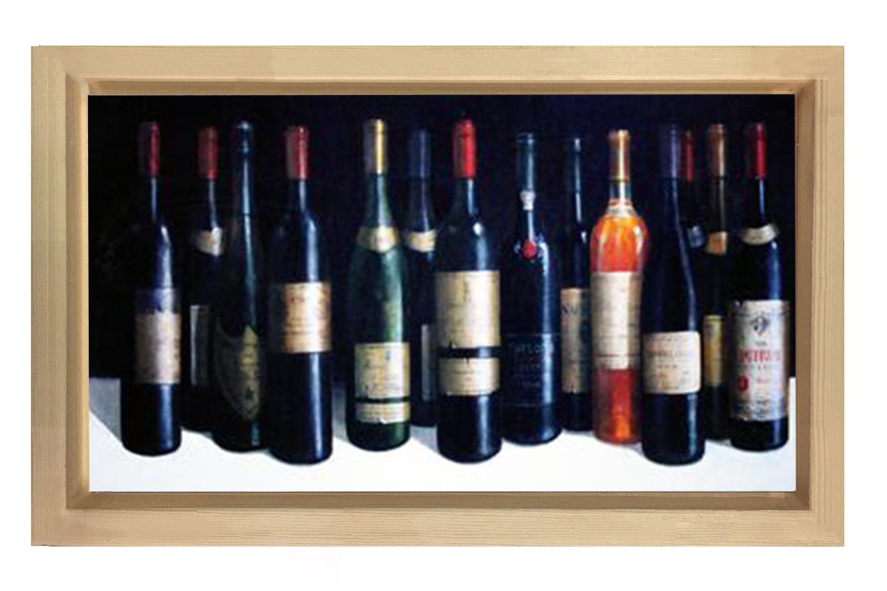 Alköl Şişeleri Reprödiksiyon Tablosu Naturel Ahşap Çerçeve - 45x30