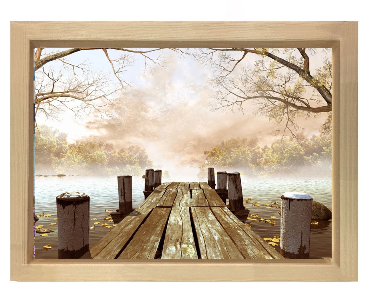 Orman İskele tablosu Naturel Ahşap Çerçeve - 50x90