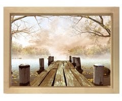 Orman İskele tablosu Naturel Ahşap Çerçeve - 50x90