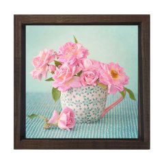 Saksıda Çiçek Tablosu Kahverengi Ahşap Çerçeve - 30x30