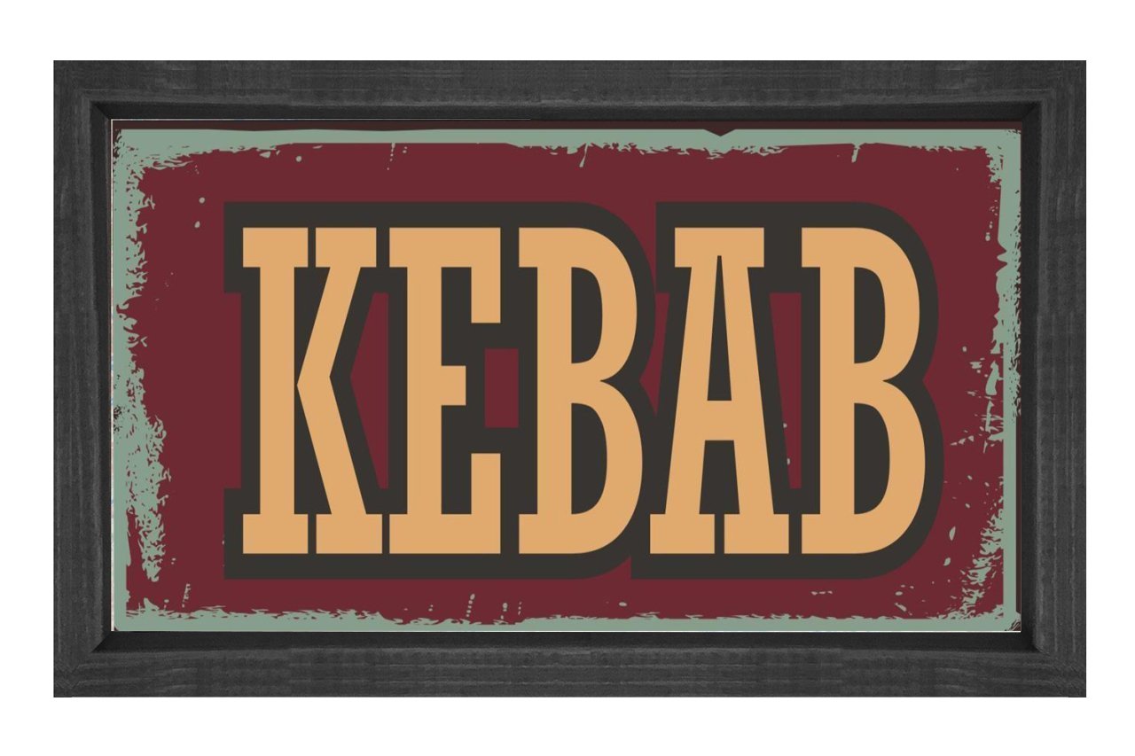 Kebab Restoran Afiş Tablosu Siyah Ahşap - 50x70