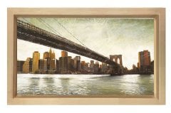 Newyork Köprü Manzarası Tablosu Naturel Ahşap Çerçeve - 70x100
