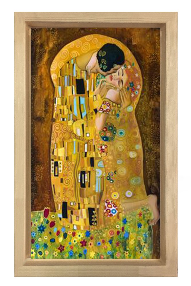 Gustav Öpücük Tablosu Naturel Ahşap - 50x70