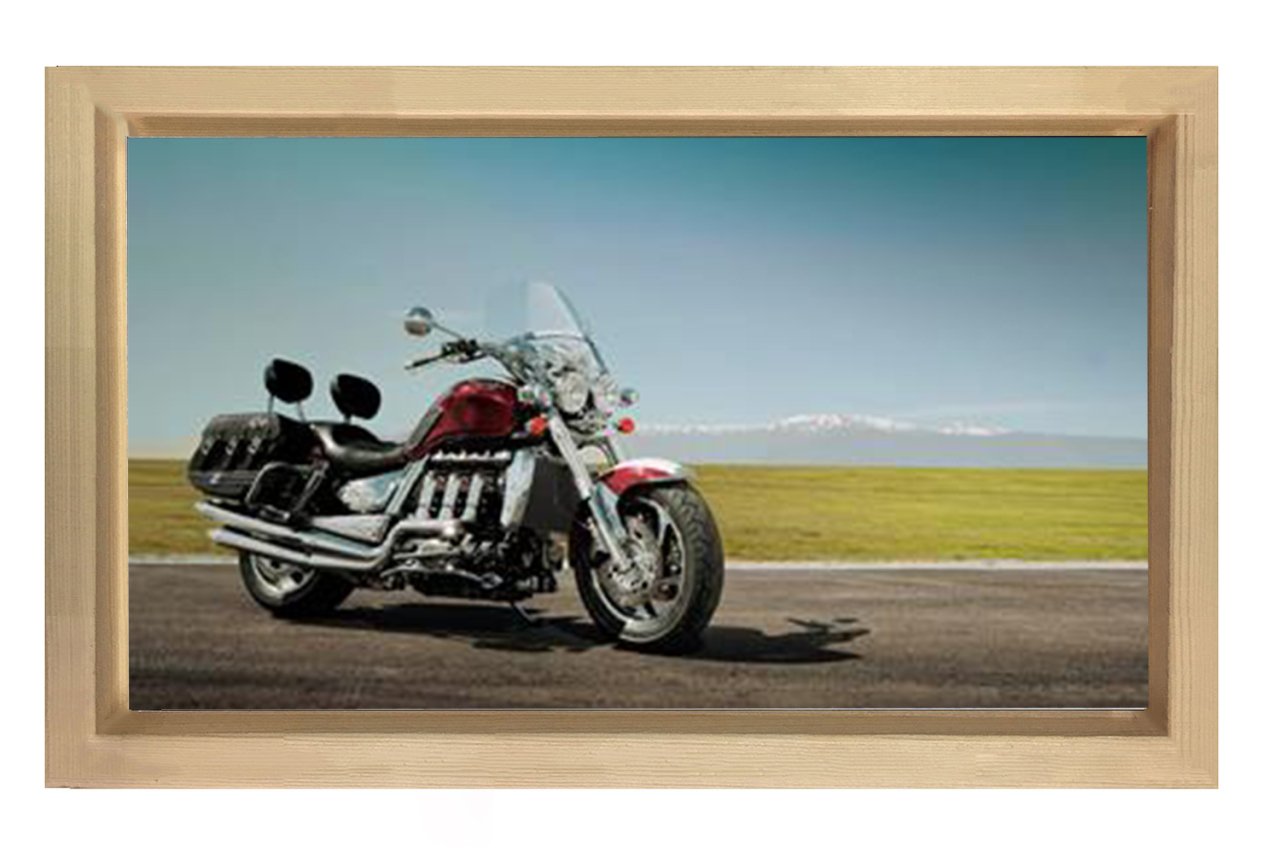 Klasik Motor Tablosu Tablosu Naturel Ahşap Çerçeve - 45x30