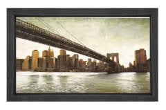 Newyork Köprü Manzarası Tablosu Siyah Ahşap Çerçeve - 100x200