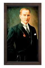 Atatürk Tablosu Kahverengi Ahşap - 40x60