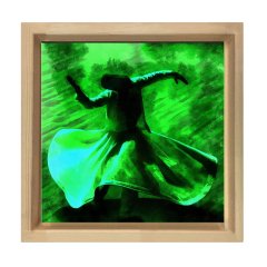 Semazen Tablosu Naturel Ahşap Çerçeve - 60x60