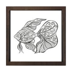 Mandala  Balık  Tablosu Kahverengi Ahşap Çerçeve - 60x60