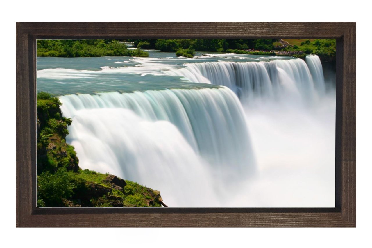 Harika Şelale Manzarası Tablosu Kahverengi Ahşap Çerçeve - 50x90