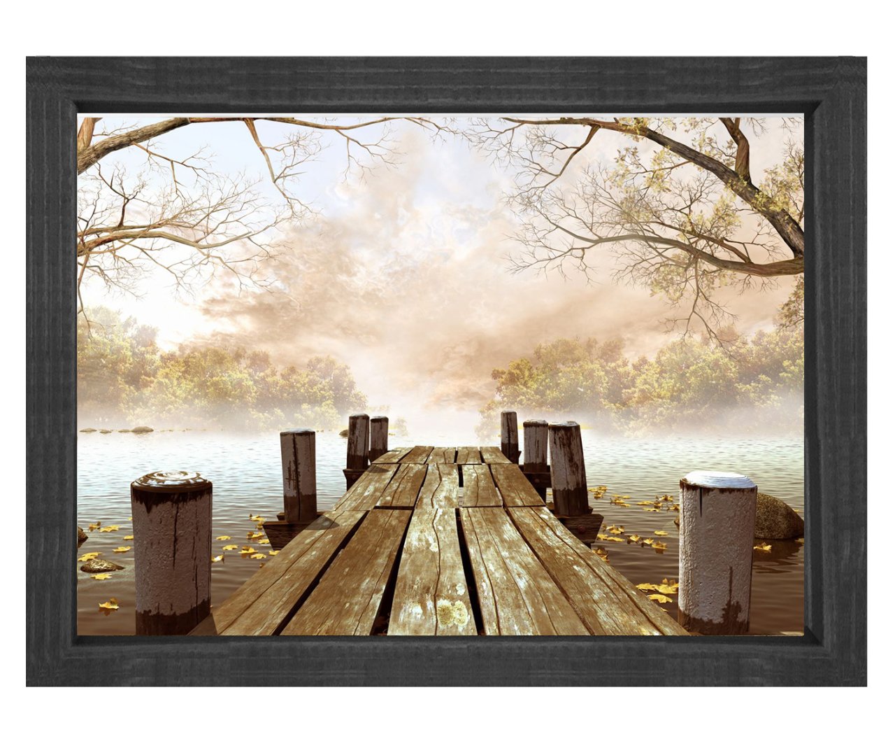 Orman İskele tablosu Siyah Ahşap Çerçeve - 50x70