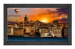 İstanbul ve Günbatımı Tablosu Siyah Ahşap Çerçeve - 50x70