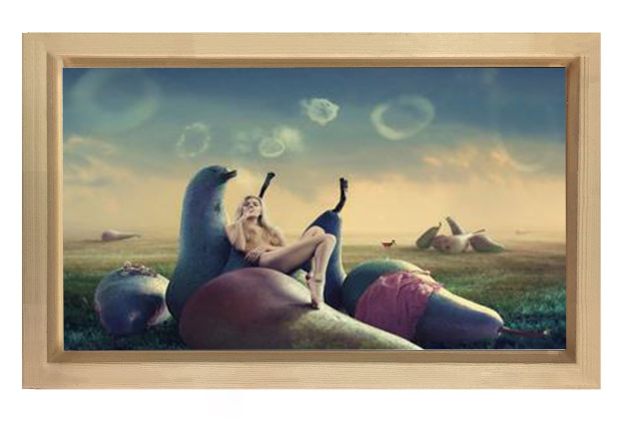 Özgür Kadın İç Dünyası Tablosu Naturel Ahşap Çerçeve - 100x200