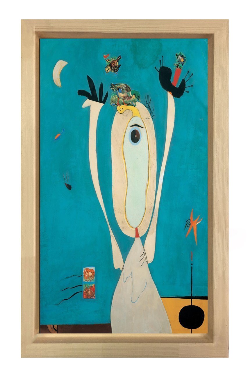 Renk ve Soyut  Tablosu Naturel Ahşap Çerçeve - 45x30