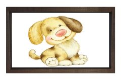 Şirin Köpek Yavrusu Tablosu Kahverengi Ahşap Çerçeve - 60x60