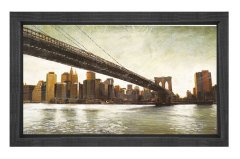 Newyork Köprü Manzarası Tablosu Siyah Ahşap Çerçeve - 50x90