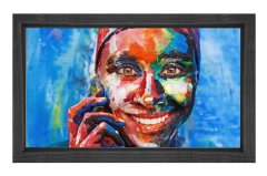 Gülen Renkli Zenci Tablosu Siyah Ahşap Çerçeve - 45x30