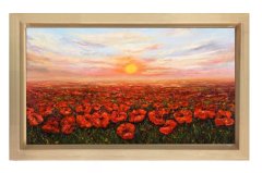 Gelincik Tarla Tablosu Naturel Ahşap - 100x200