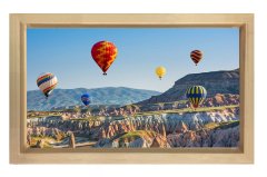 Uçan Balonlar Ve Manzara Tablosu Naturel Ahşap Çerçeve - 50x90