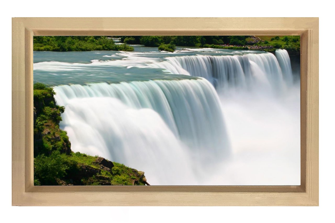 Harika Şelale Manzarası Tablosu Naturel Ahşap Çerçeve - 100x150