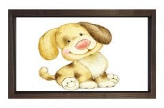 Şirin Köpek Yavrusu Tablosu Kahverengi Ahşap Çerçeve - 70x70