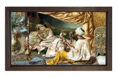 Hanım Ve Hizmetkar Tablosu Kahverengi Ahşap Çerçeve - 40x60