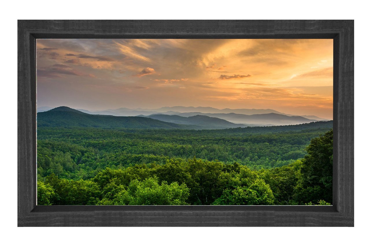 Gün Batımı Ve Orman Manzarası Tablosu Siyah Ahşap - 40x60