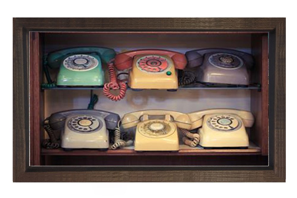 Eski Telefonlar Tablosu Kahverengi Ahşap - 70x100