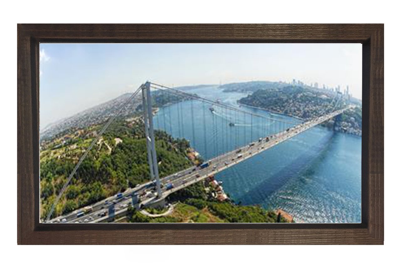 Boğaziçi Köprüsü Tablosu Kahverengi Ahşap Çerçeve - 100x200