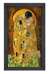 Gustav Öpücük Tablosu Siyah Ahşap - 70x100