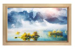 Sisli Dağlar Manzara Tablosu Naturel Ahşap Çerçeve - 70x100