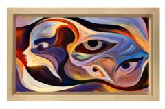 Soyut Reprodüksiyon Tablosu Naturel Ahşap - 40x60