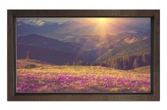 Mor Çiçekler Ve Güneş Manzara Tablosu Kahverengi Ahşap - 40x60