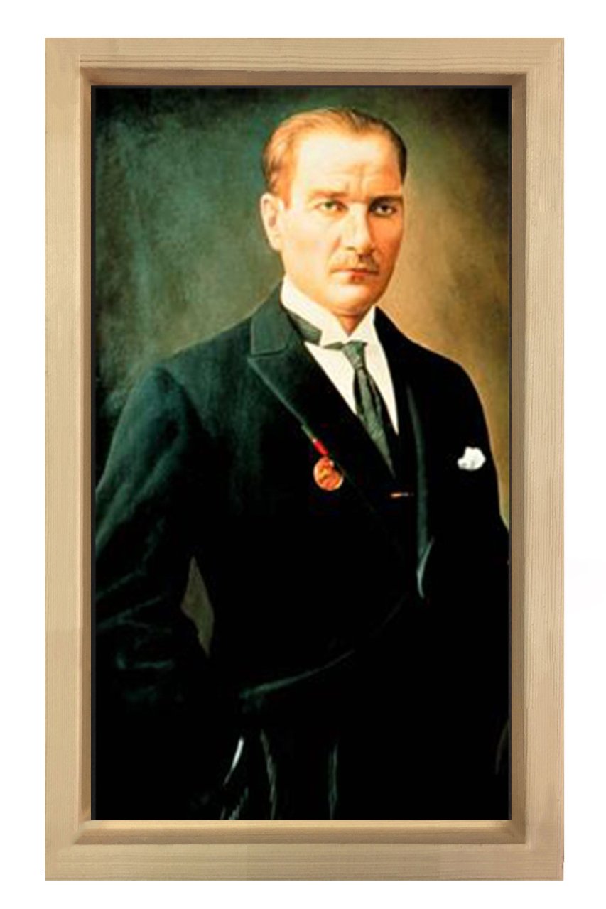 Atatürk Tablosu Naturel Ahşap - 70x100