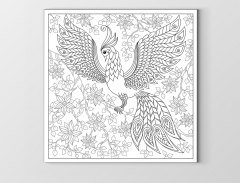 Güzel Kuş Boyama Tablo Tablosu Çerçevesiz - 100x100