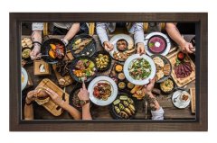 Kalabalık Yemek Masası Tablosu Kahverengi Ahşap - 100x150