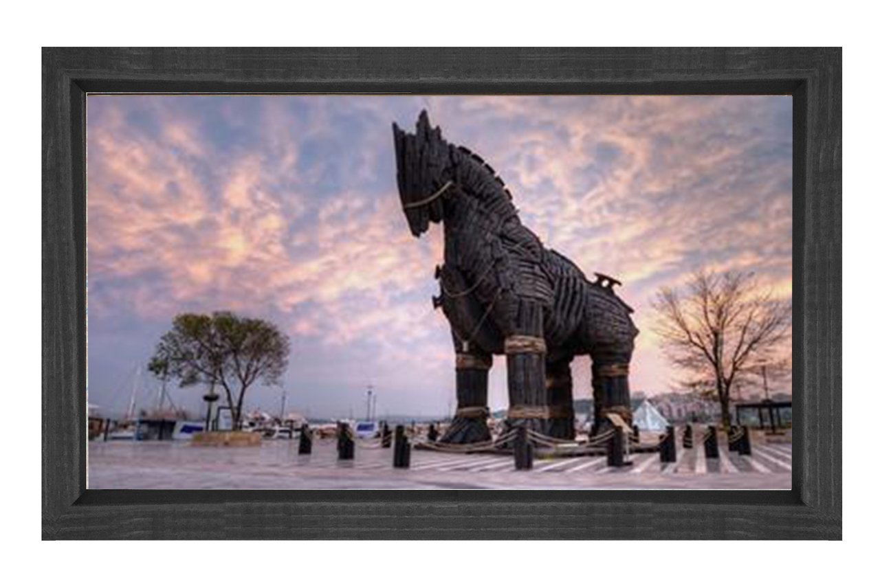 Truva Atı Tablosu Siyah Ahşap - 70x100