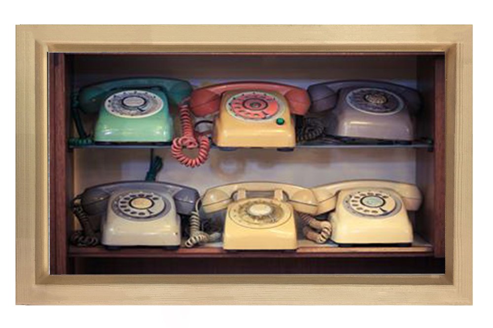 Eski Telefonlar Tablosu Naturel Ahşap - 50x90