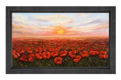 Gelincik Tarla Tablosu Siyah Ahşap - 50x70