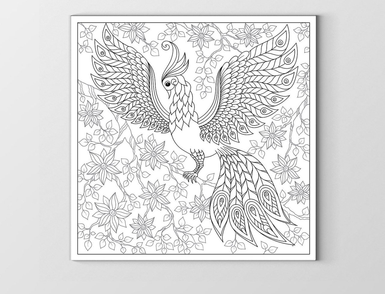 Güzel Kuş Boyama Tablo Tablosu Çerçevesiz - 40x40