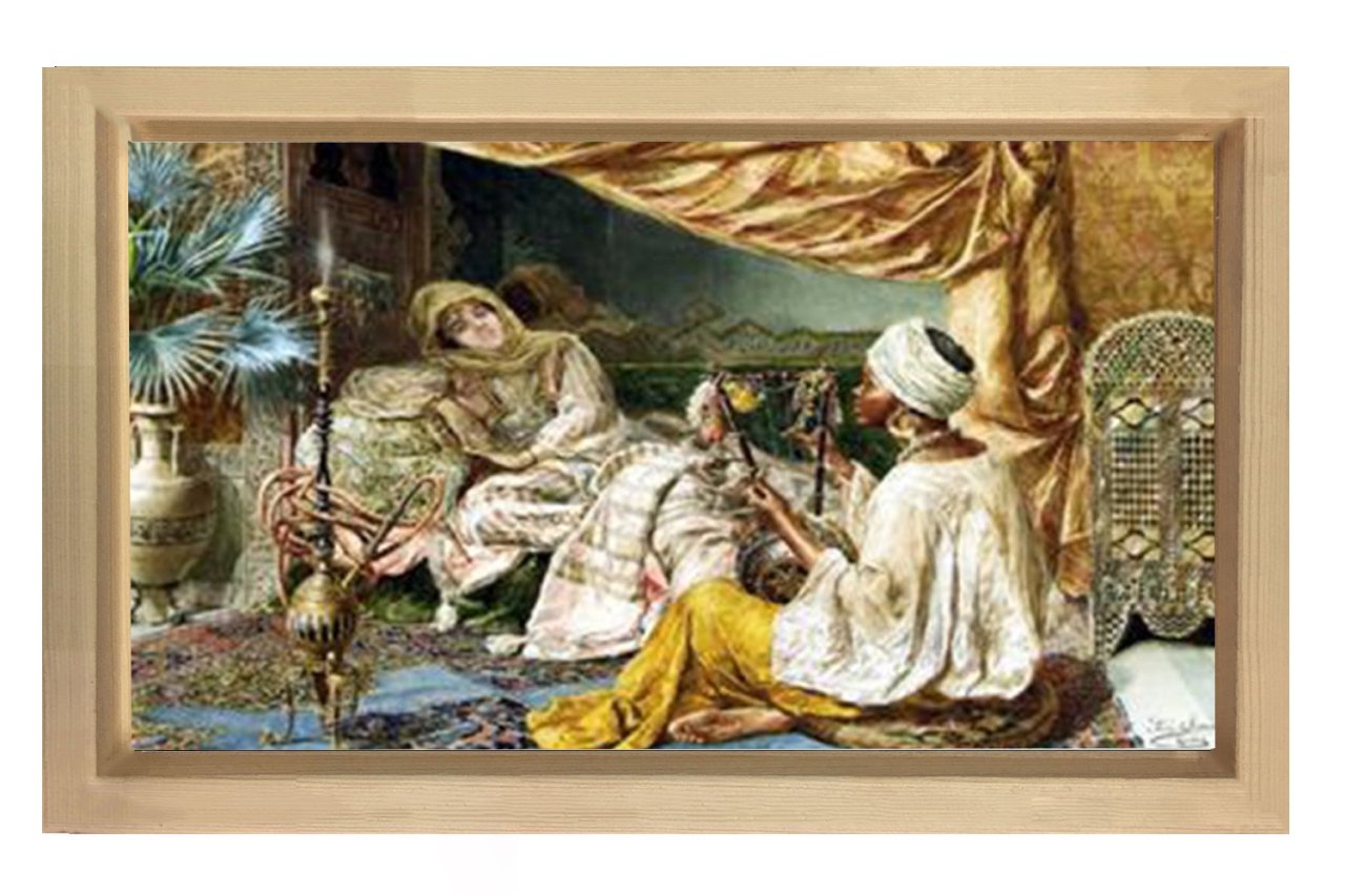 Hanım Ve Hizmetkar Tablosu Naturel Ahşap Çerçeve - 50x90