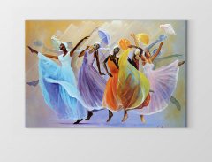 Renkli Dansörler Sahnede Tablosu Çerçevesiz - 40x60