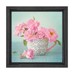 Saksıda Çiçek Tablosu Siyah Ahşap Çerçeve - 60x60