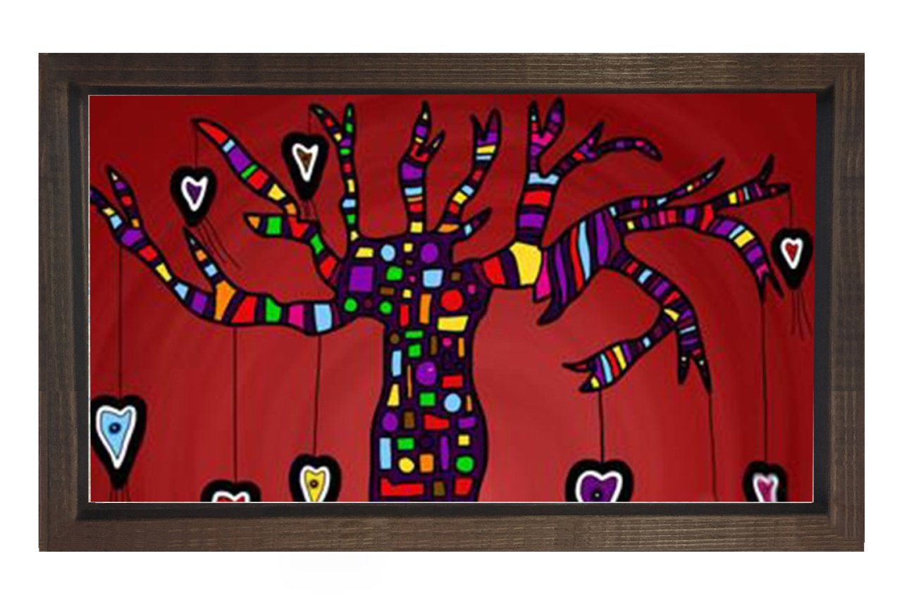 Soyut Ağaç Tablosu Kahverengi Ahşap - 40x60