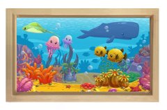 Sevimli Deniz Altı Tablosu Naturel Ahşap Çerçeve - 100x150