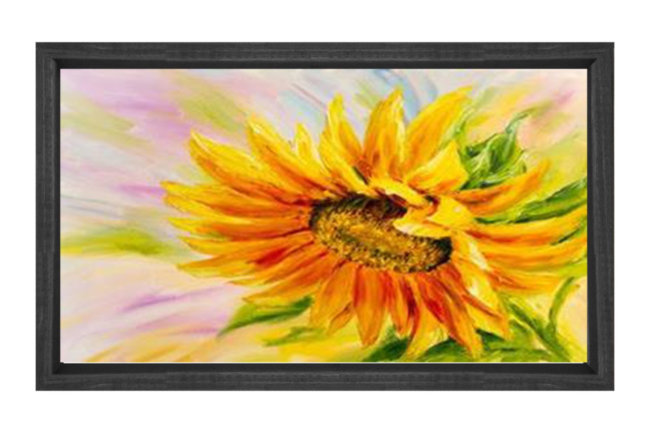 Ayçiçeği Sulu Boya Reprödiksiyon Tablosu Siyah Ahşap Çerçeve - 30x30