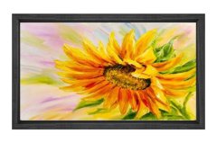 Ayçiçeği Sulu Boya Reprödiksiyon Tablosu Siyah Ahşap Çerçeve - 30x30