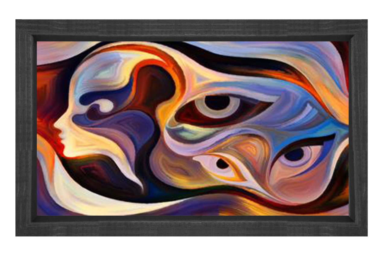 Soyut Reprodüksiyon Tablosu Siyah Ahşap - 50x70